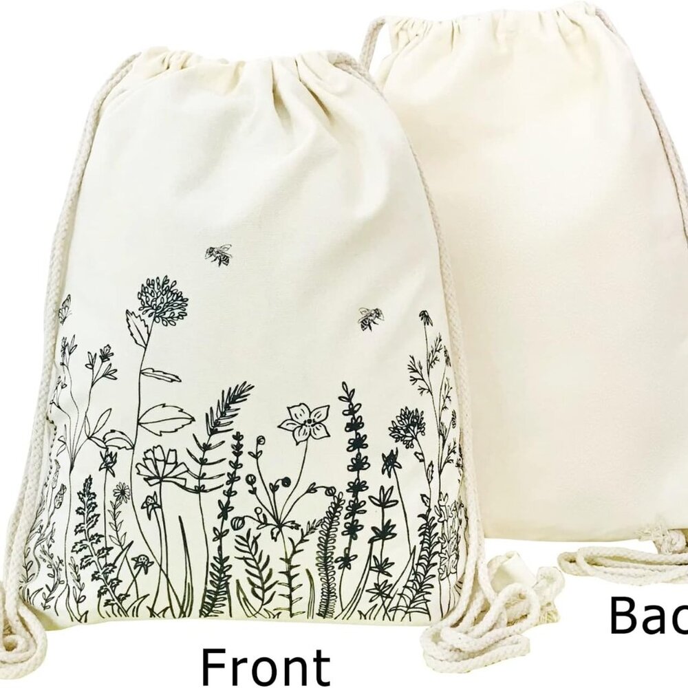 Small Flower Drawstring Backpack Cute Floral Draw… - image 2
